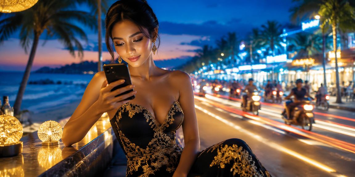 Pengguna mengakses casino online mpoas dari ponsel di tepi pantai